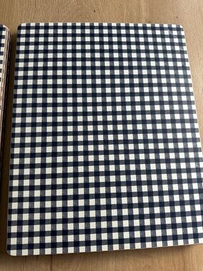 Set of 5 Pottery Barn Navy and White Gingham hard mats placemats